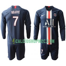 Paris Saint Germain Mbappé 7 Bambino Maglia Prima 2019/2020 Manica Lunga (+ Pantaloncini)